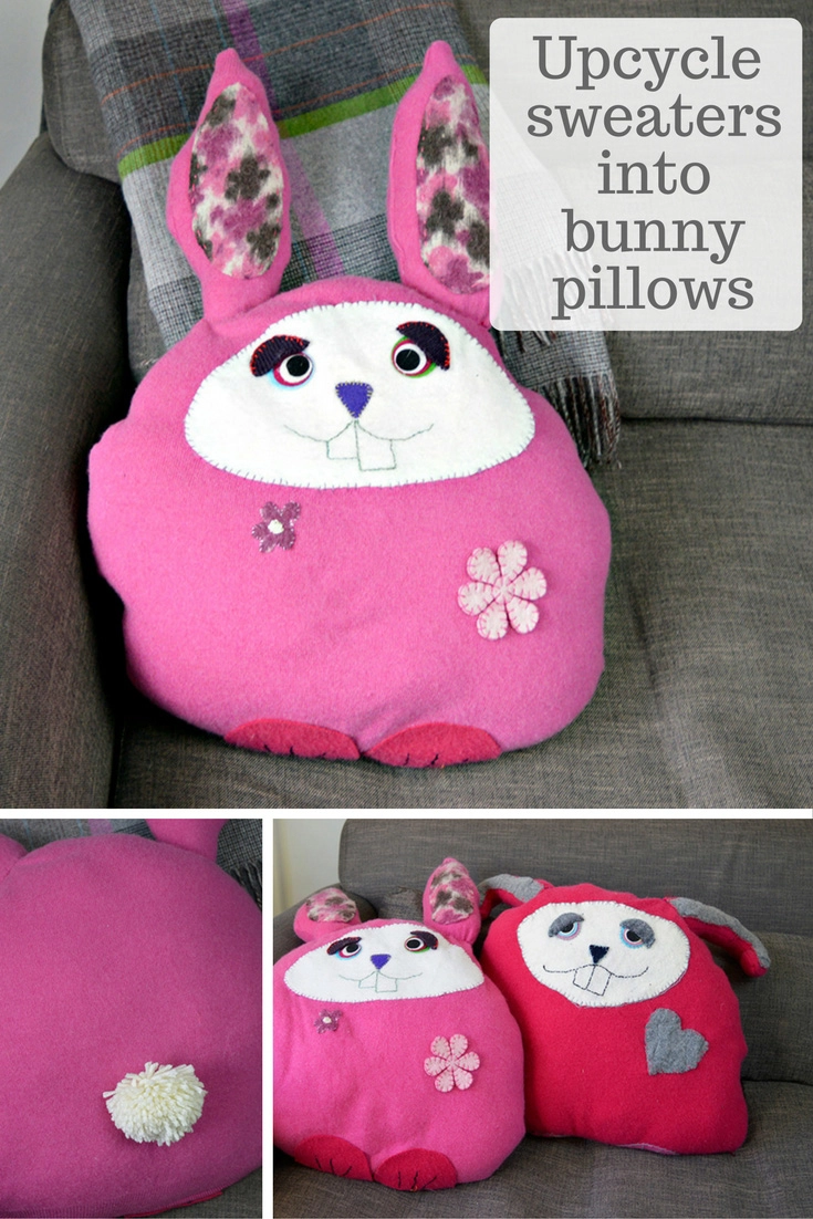 Upcycle your old sweaters into some cute bunny pillows /cushions