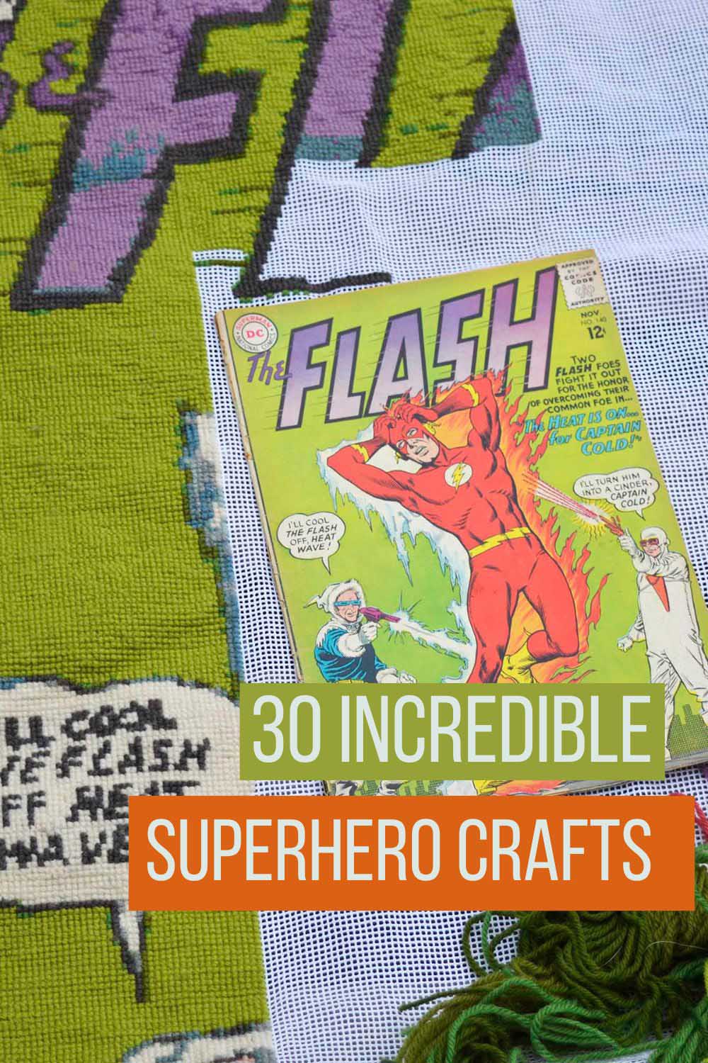 Flash cross stitch superhero craft pin