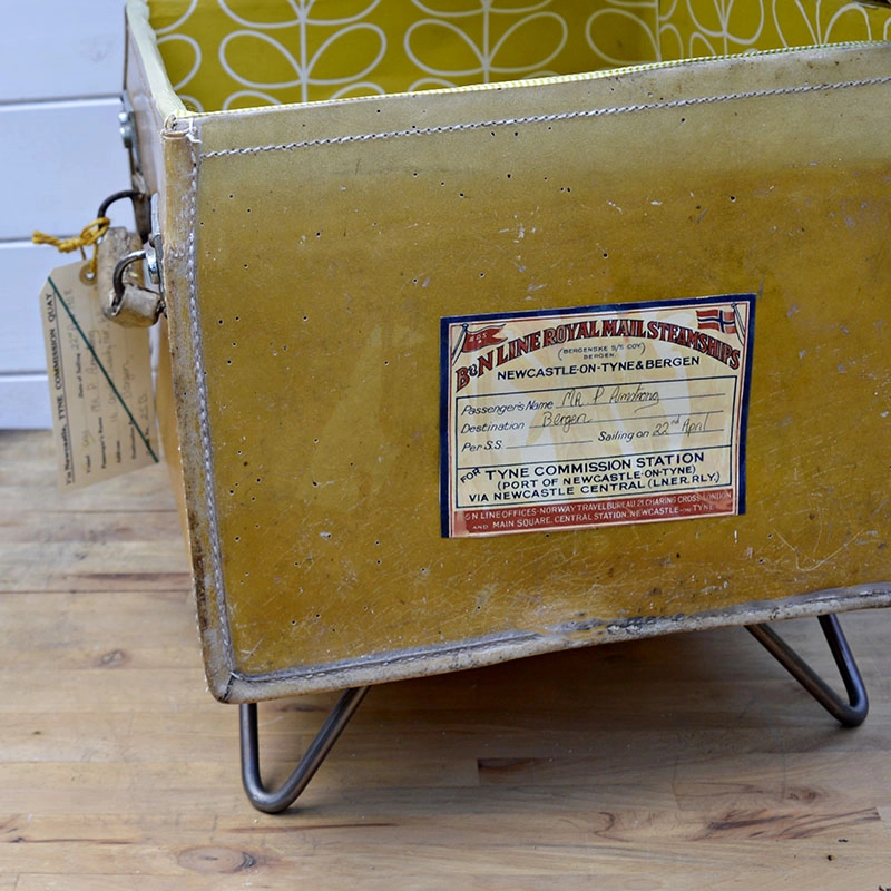 Upcycled vintage suitcase side table - with free luggage label printables.