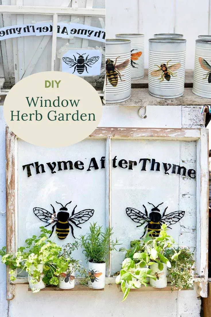 upcycled window herb garden