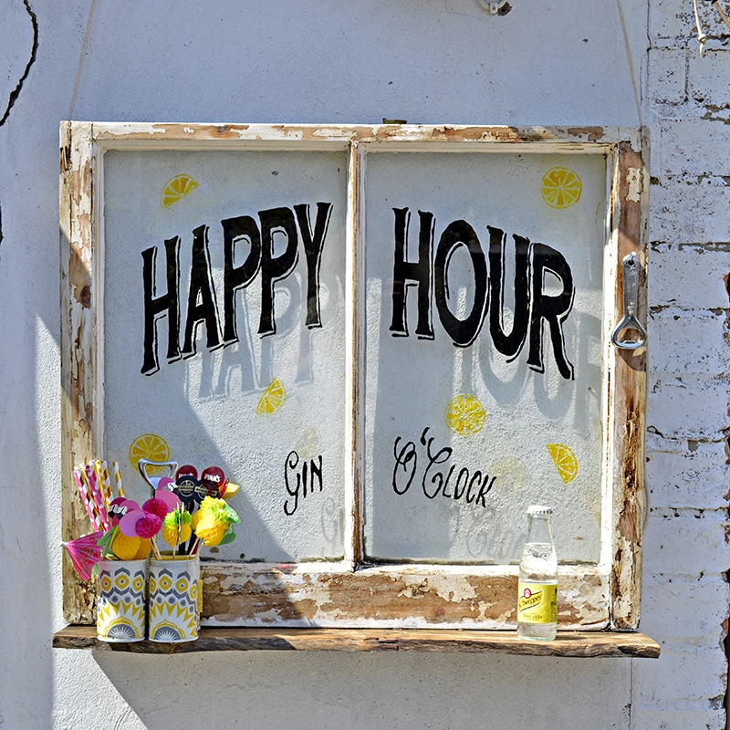 Happy Hour Upcycled Window - Pillarboxblue.com