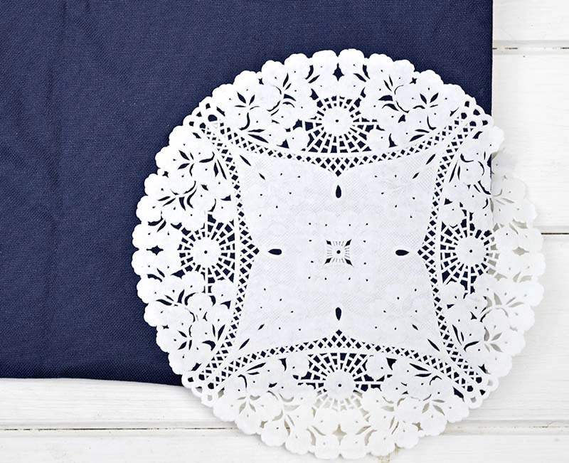 Doily Stencilling a cushion / pillow