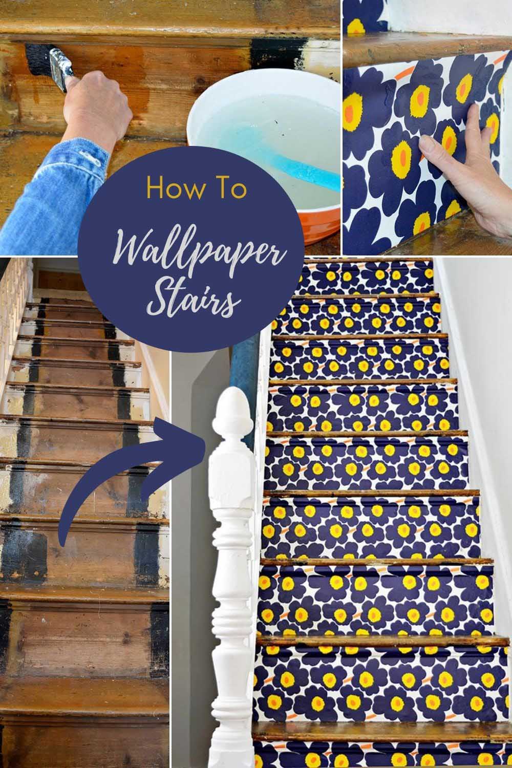 Marimekko wallpapered stairs