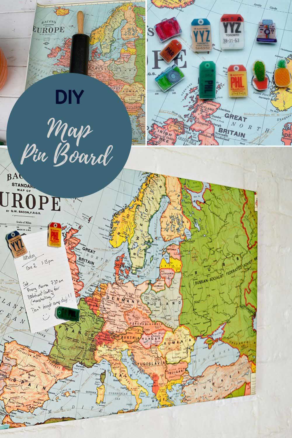 DIY Map magnetic pin board