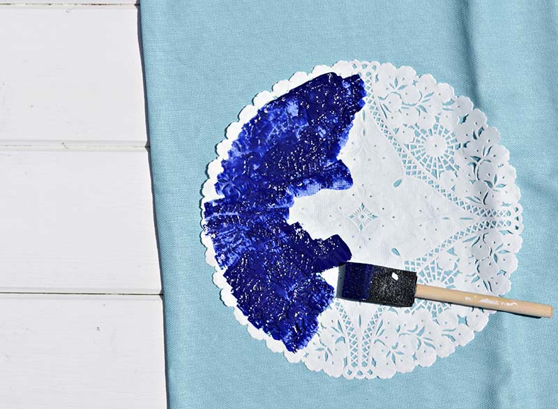 Dark paint doily stencil