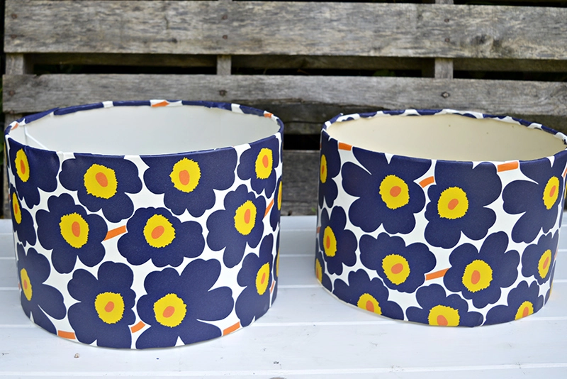 Update some tired looking lampshades with wallpaper