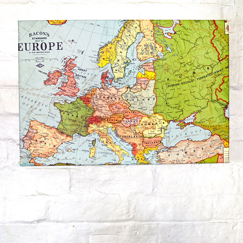 Upcycled Map Magnetic Board