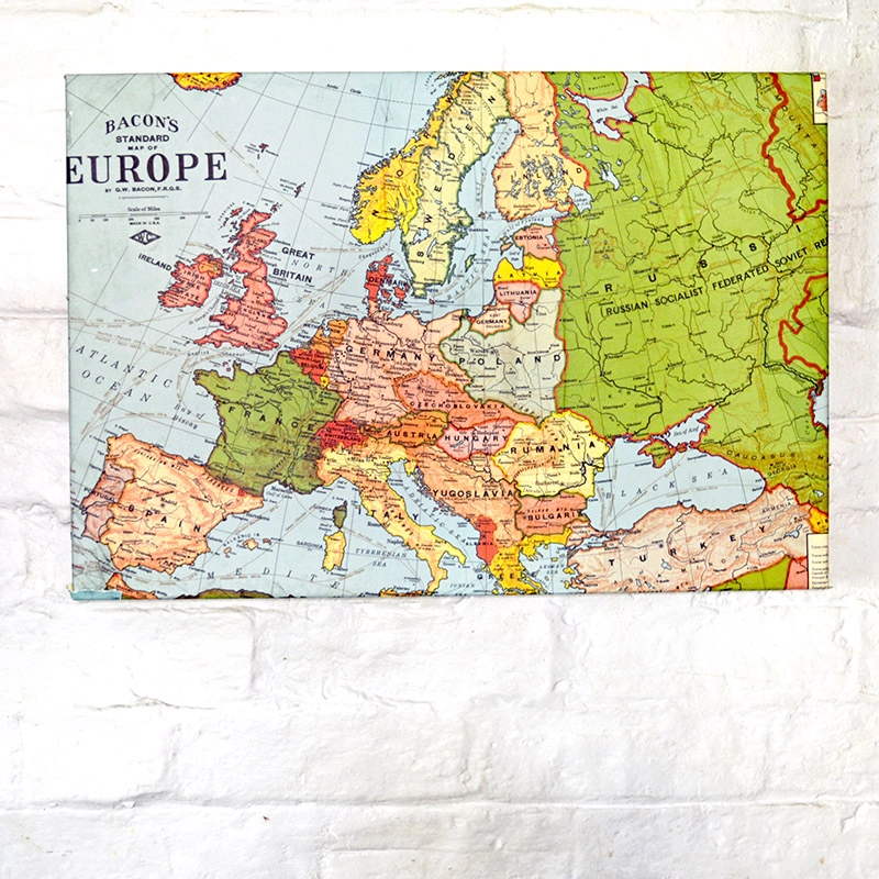 Upcycled Map Magnetic Board