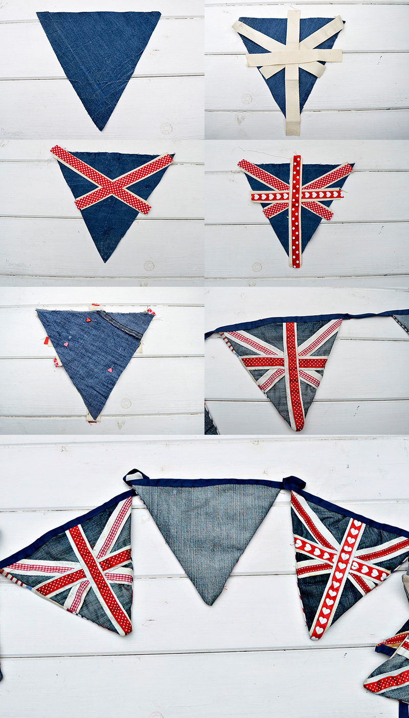 Upcycled denim bunting Union jack