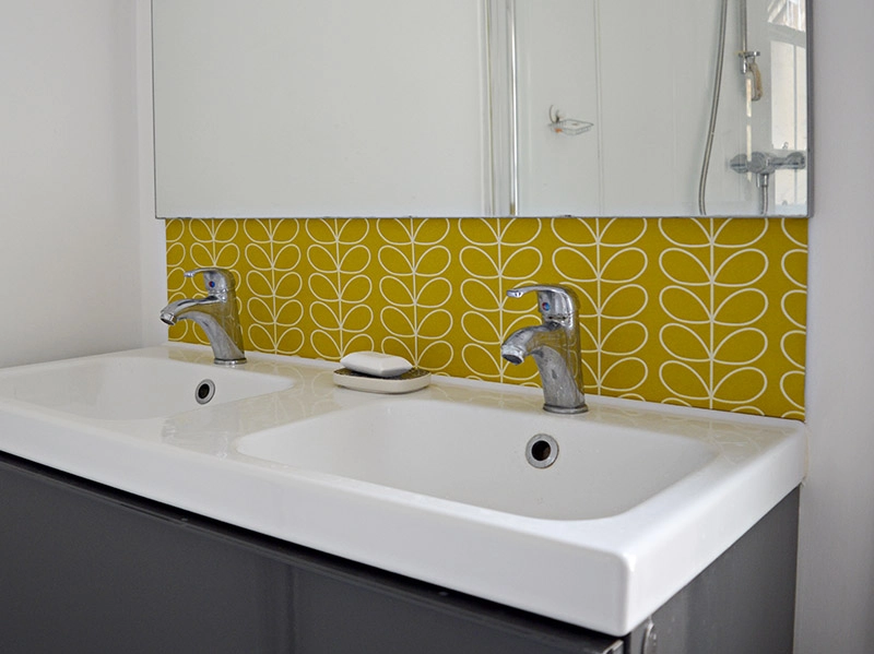 Bathroom diy splashback - create your own wallpaper backsplash