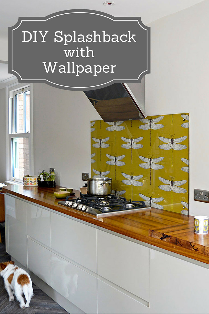 DIY Splashback Using Wallpaper Pillar Box Blue