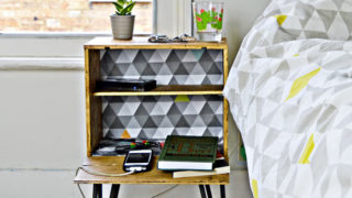 DIY Nightstand - Bedside table made from an upcycled wine crate.