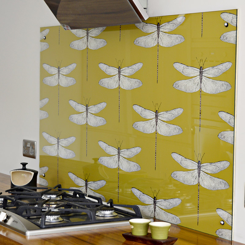 DIY Kitchen Splashback with wallpaper.  