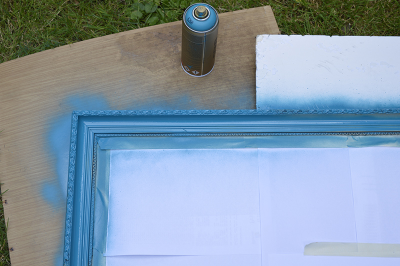 Spray painting the picture frame