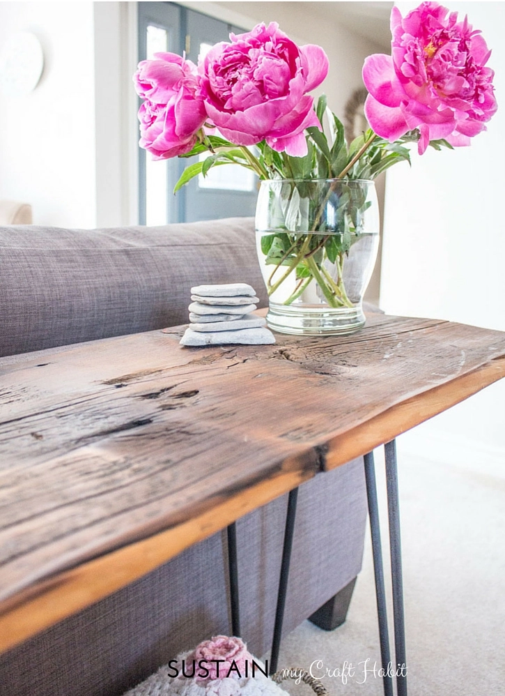 Hairpin legs DIY barnwood consol table