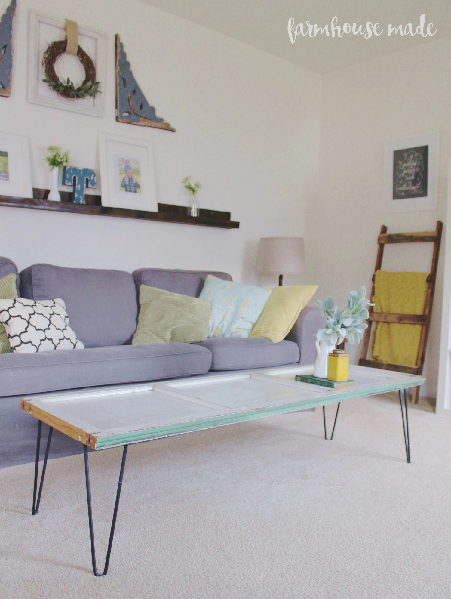 Hairpin legs diy shutter coffee table