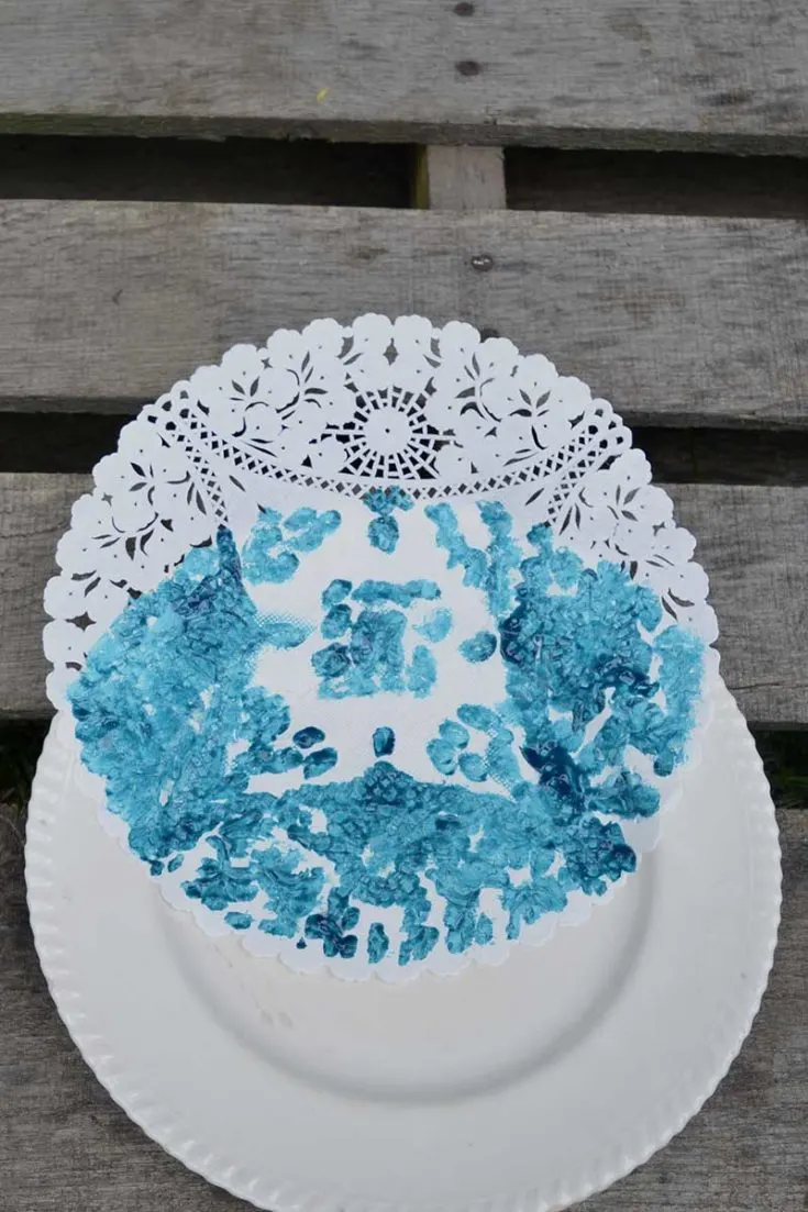 Stencil painted ceramic plate