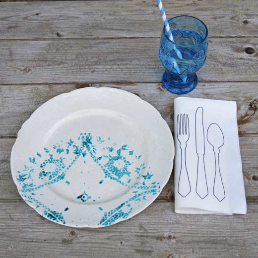 How to Paint on Plates and Make it Permanent (with Doilies) Pillar