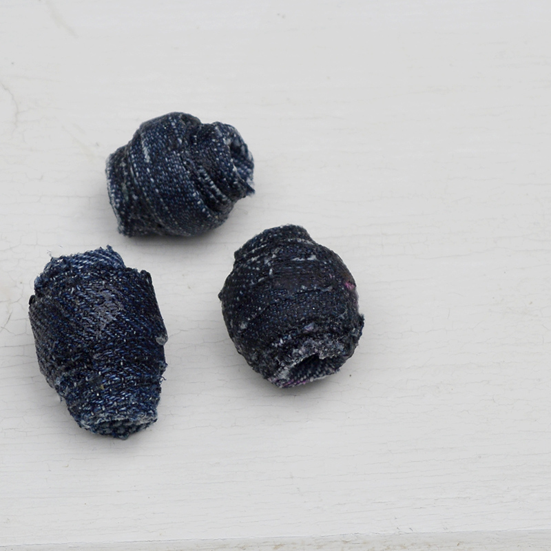 handmade upcycled denim beads