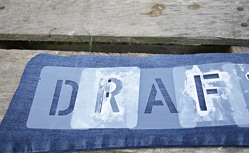 stenciling denim draught excluder