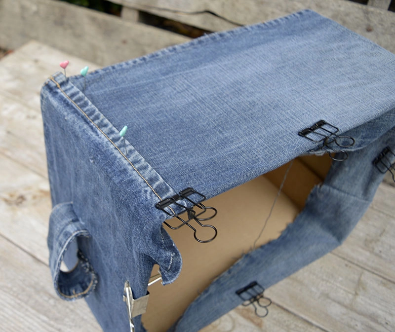 Denim covered box clipped