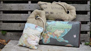 Full tutorial on how to make these unique map burlap pillows to look like luggage tags.