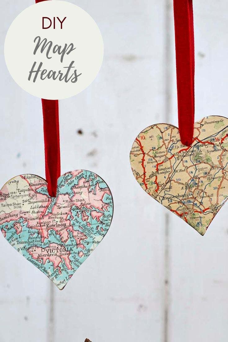 DIY Heart Map Ornaments