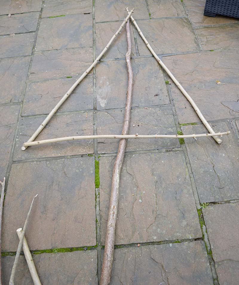 A-frame for branch Christmas tree