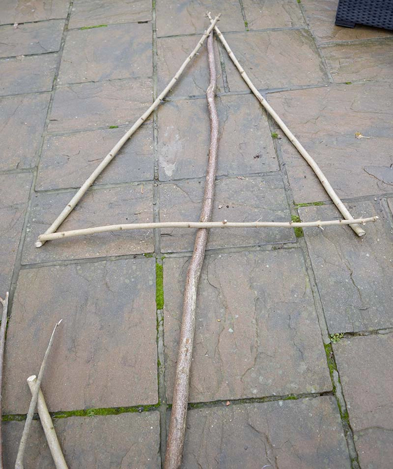 A-frame for branch Christmas tree