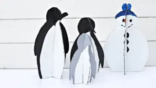 Upcycle your Christmas boxes, by making your own DIY Christmas decorations. You can make your own penguin family and snowman.