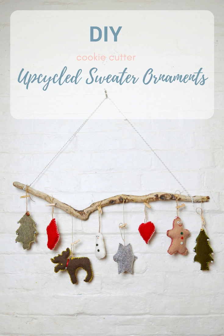 These gorgeous Christmas ornaments cost nothing to make as they are made from old sweaters and Christmas cookie cutters as a template.
