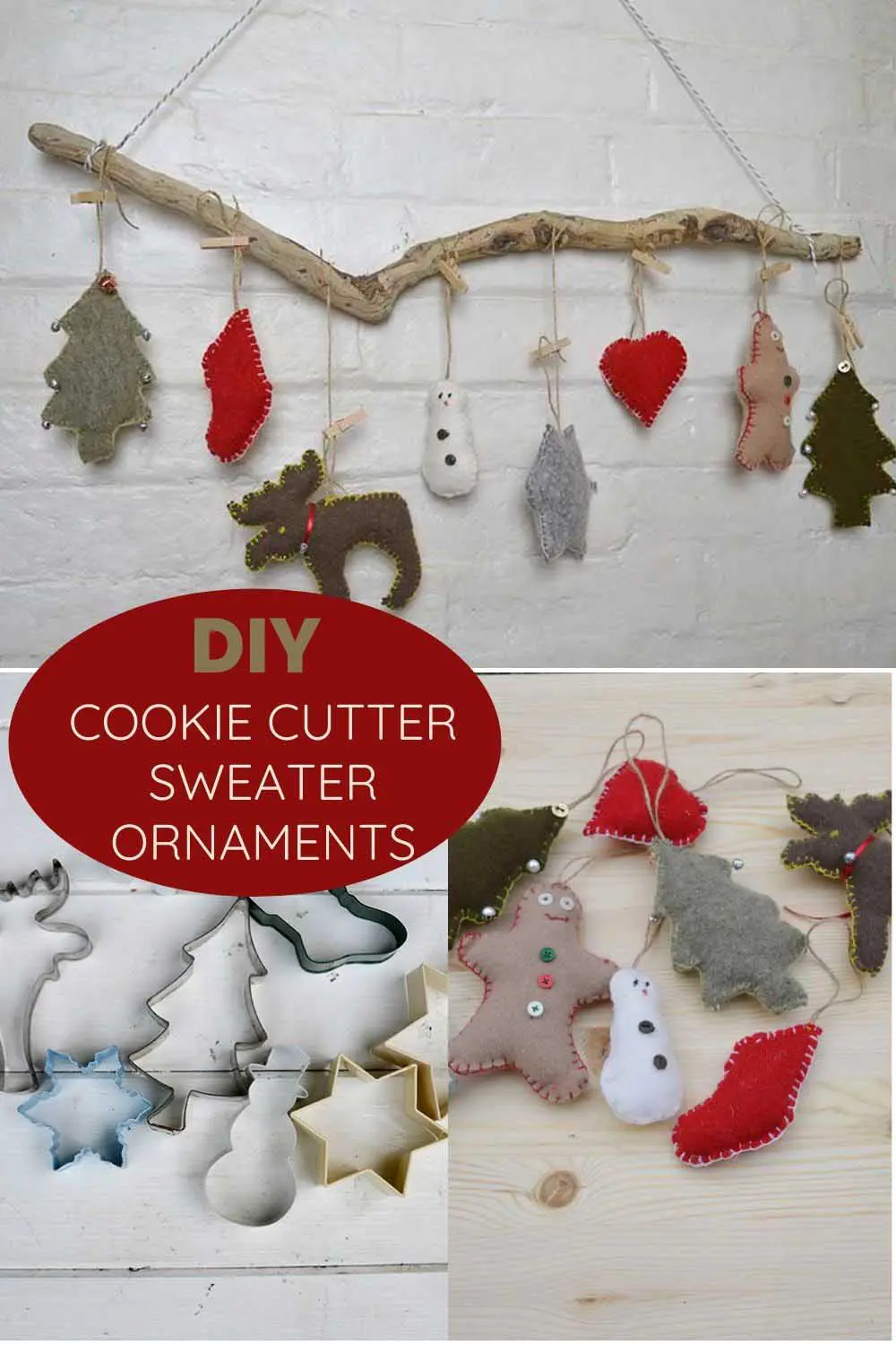 Easy Cookie Cutter Sweater Upcycled Christmas Ornaments - Pillar Box Blue
