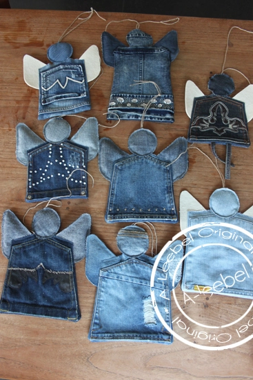 Denim Christmas Ornaments. Put your old jeans into good use and upcycle them into some