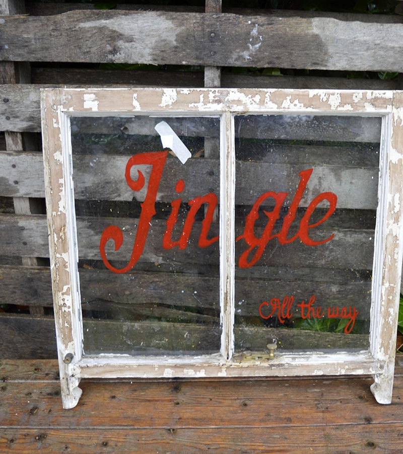 Upcycling an old window Christmas decoration and mirror