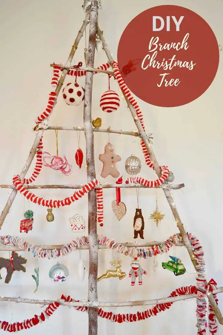 How To Make A DIY Branch Christmas Tree - Pillar Box Blue