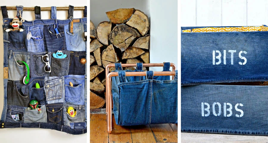 Favourite Upcycled Denim Storage Ideas