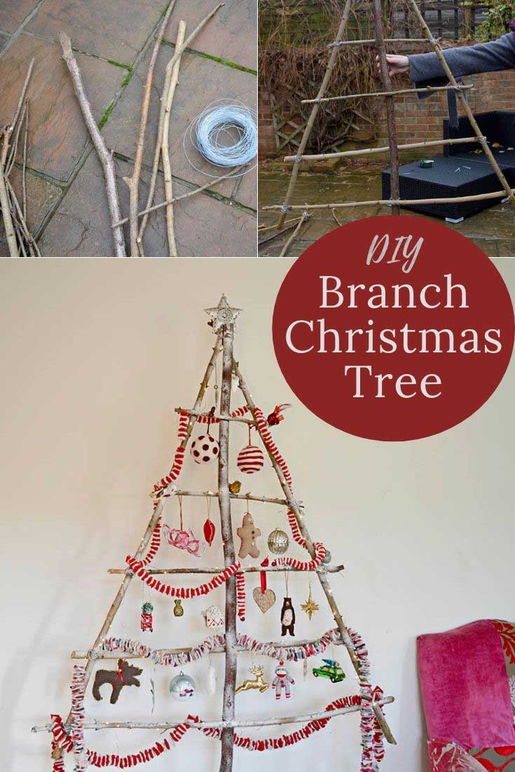 How To Make A DIY Branch Christmas Tree - Pillar Box Blue
