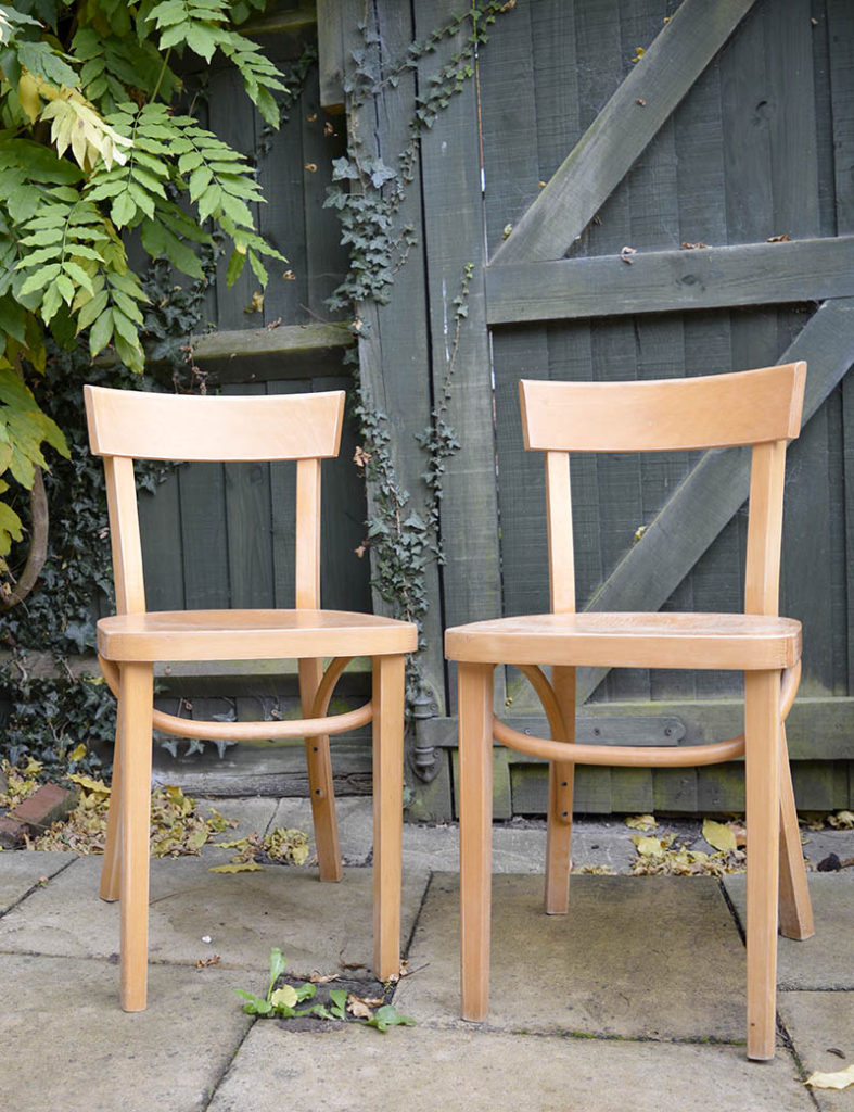 How to upcycle wooden chairs with a fresh look Pillar Box Blue