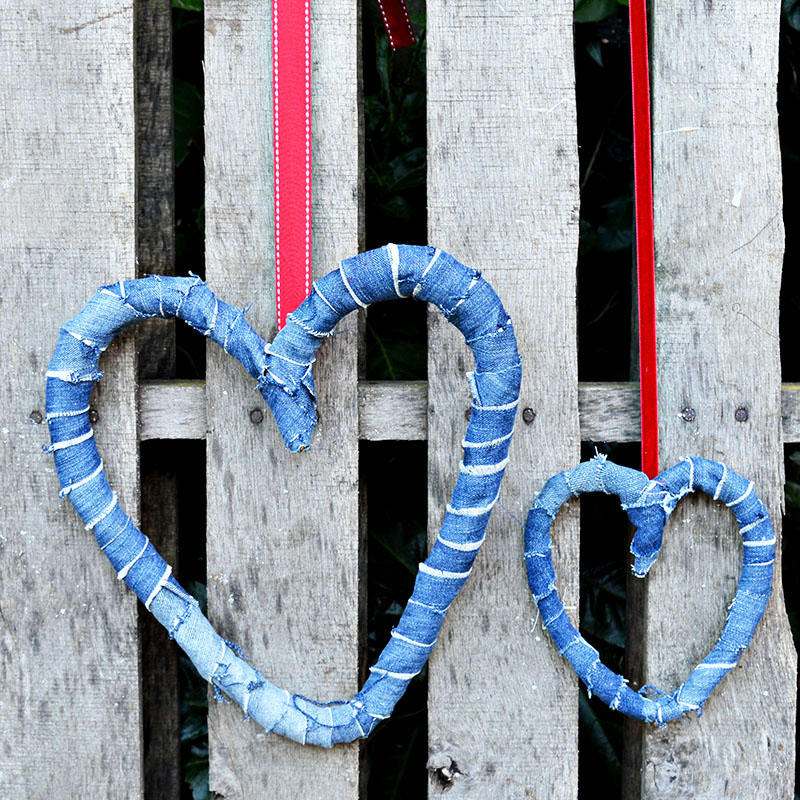 Denim heart wreaths