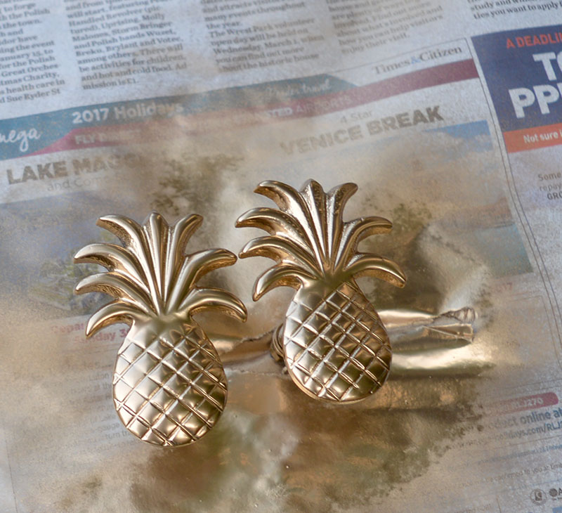 Spray painted gold pineapple knobs