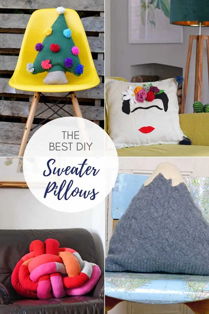 The best upcycled and repurposed DIY sweater pillows.