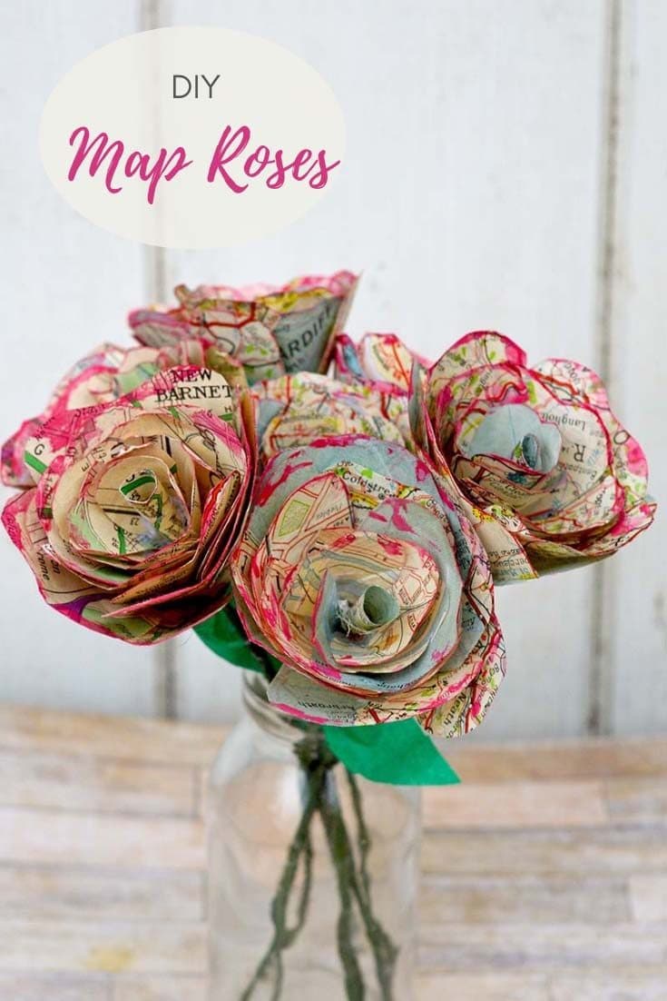 Red Rose Valentines Wrapping Paper Vintage Newspaper Love Gift Wrap 