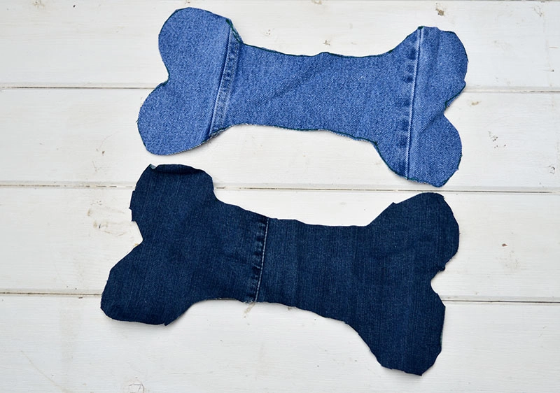 Denim dog bone cut outs