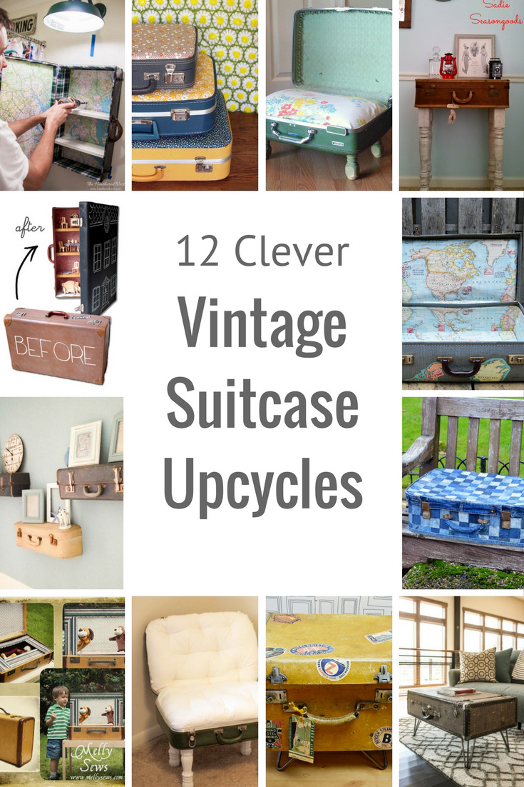 12 Amazing and unique ways to upcycle vintage suitcases.  From decoupage, to clever furniture and even a dolls house.