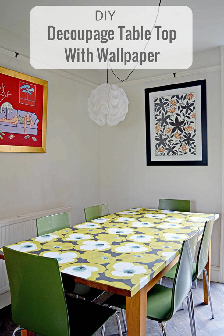 How To Use Wallpaper To Decoupage a Table Top - Pillar Box Blue