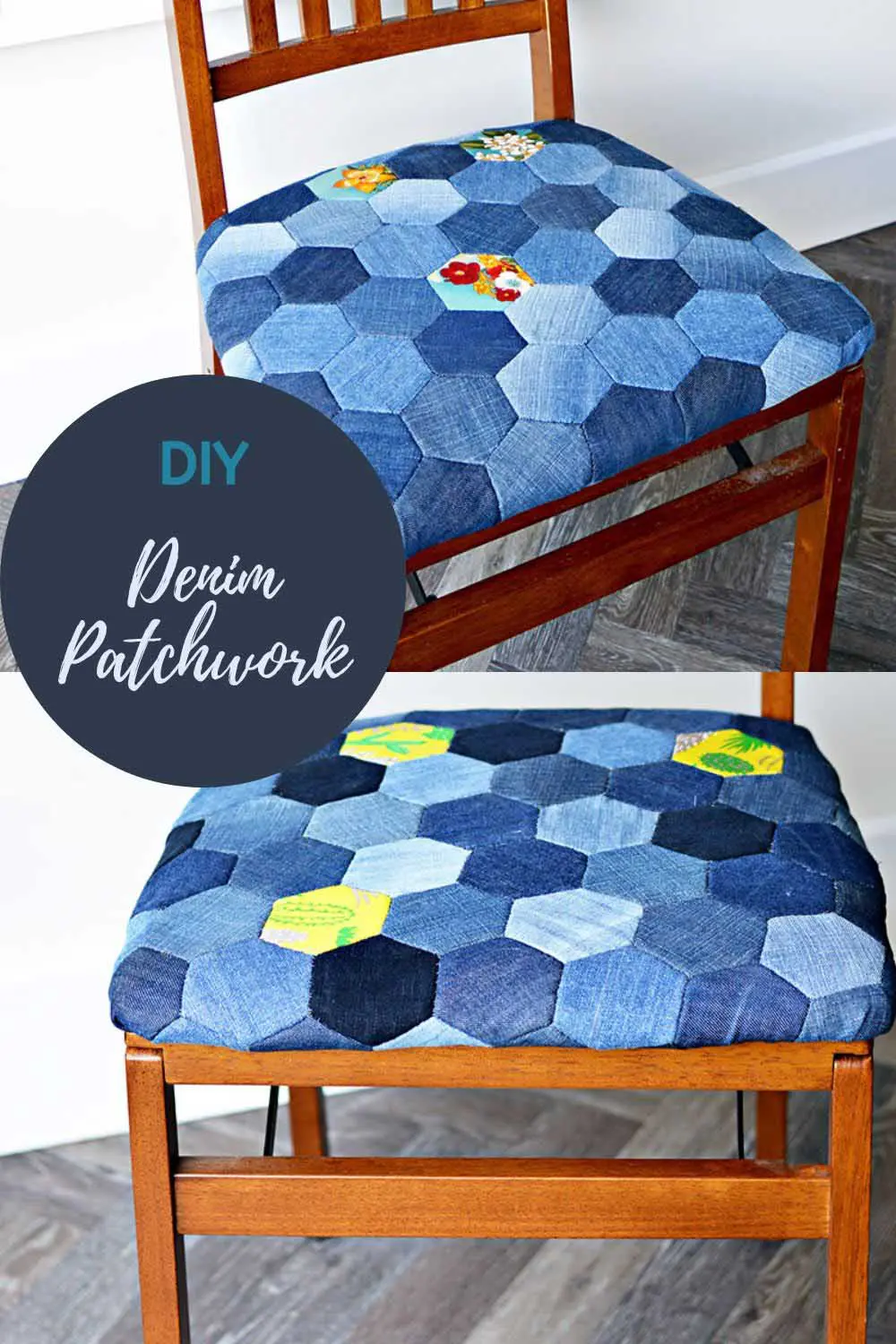 DIY denim patchwork chairs