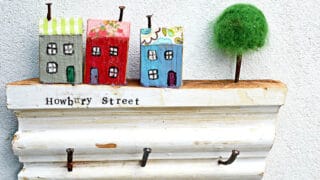 Great scrap wood project upcycled wooden wall key holder that can be personalized with your own street name.
