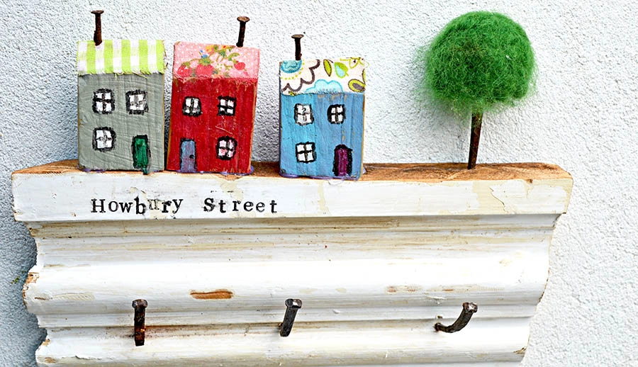 Great scrap wood project upcycled wooden wall key holder that can be personalized with your own street name.