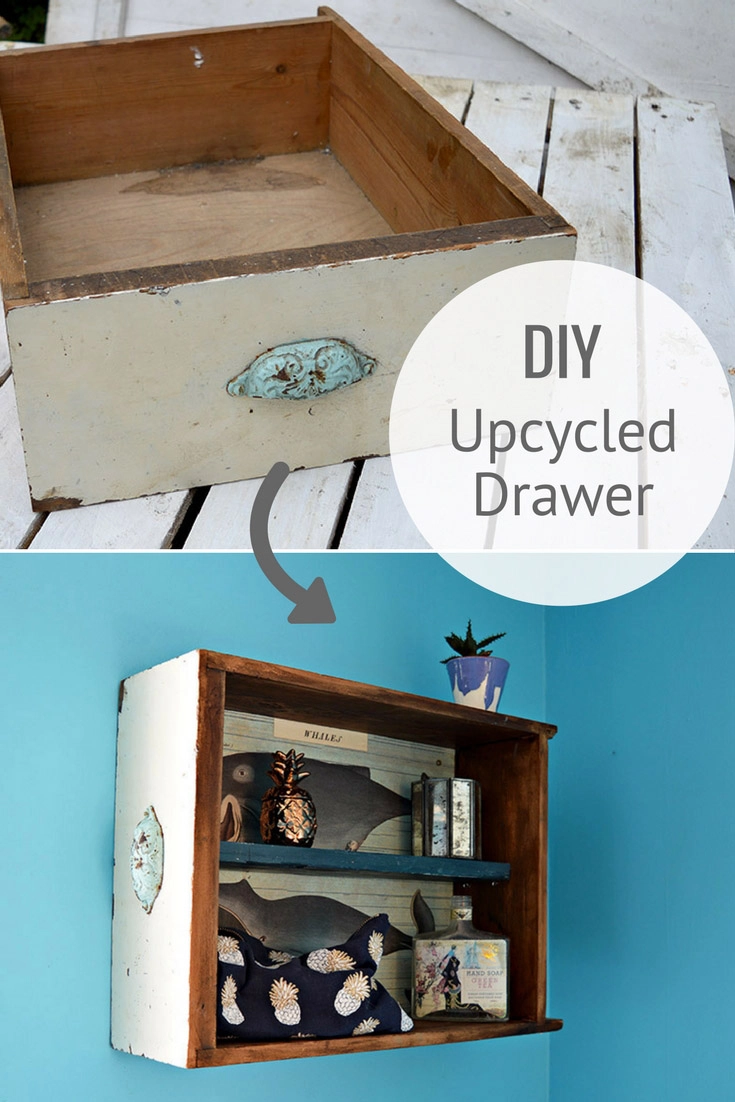 How to easily turn upcycled drawers into a handy sweet bathroom wall cabinet.