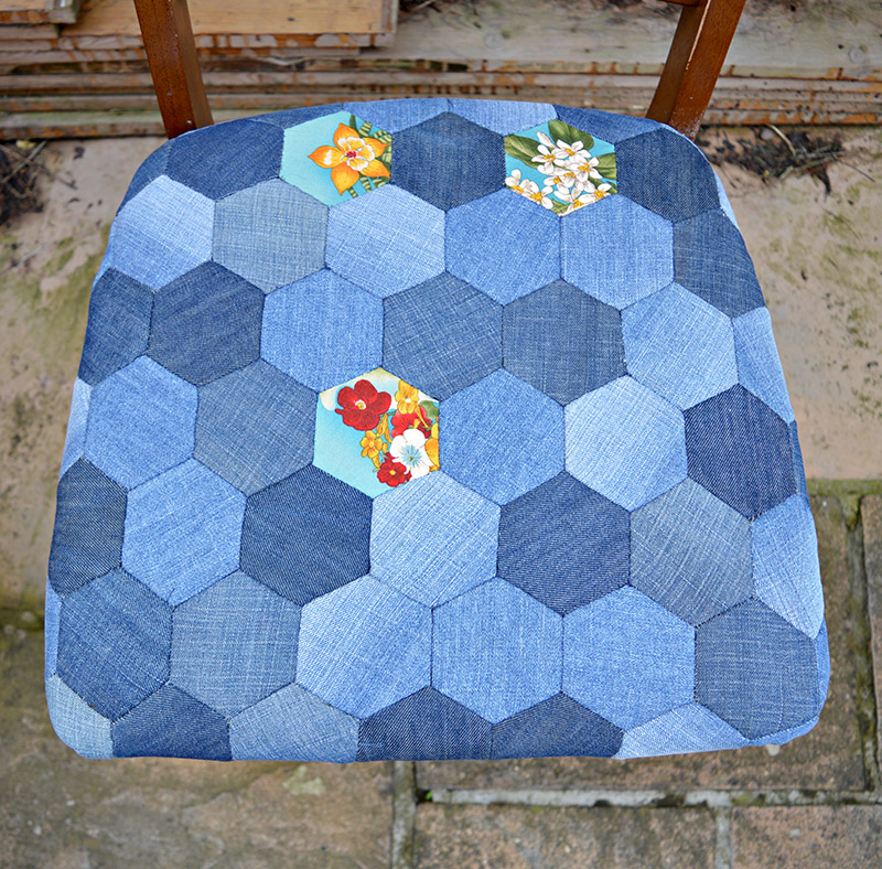 denim patchwork seat pad blue s